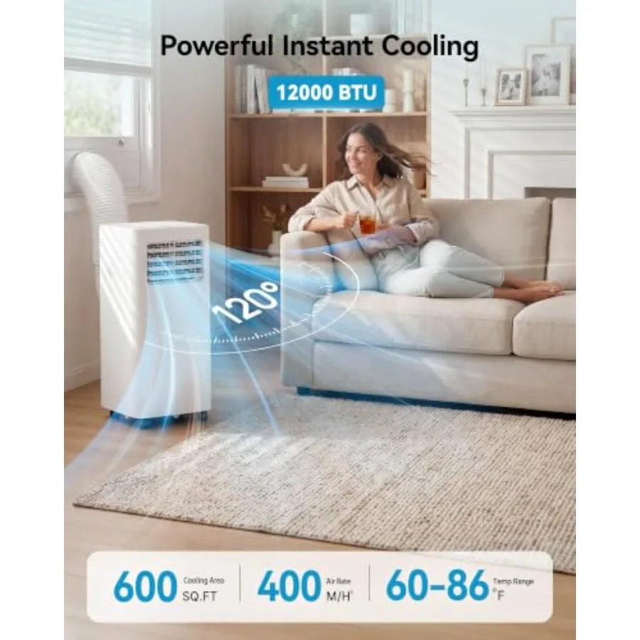 Portable Air Conditioners 12000 BTU 3-in-1 Portable Air Conditioner for Rooms Up to 600 sq.ft. with Cool Fan Dehumidifier Sleep