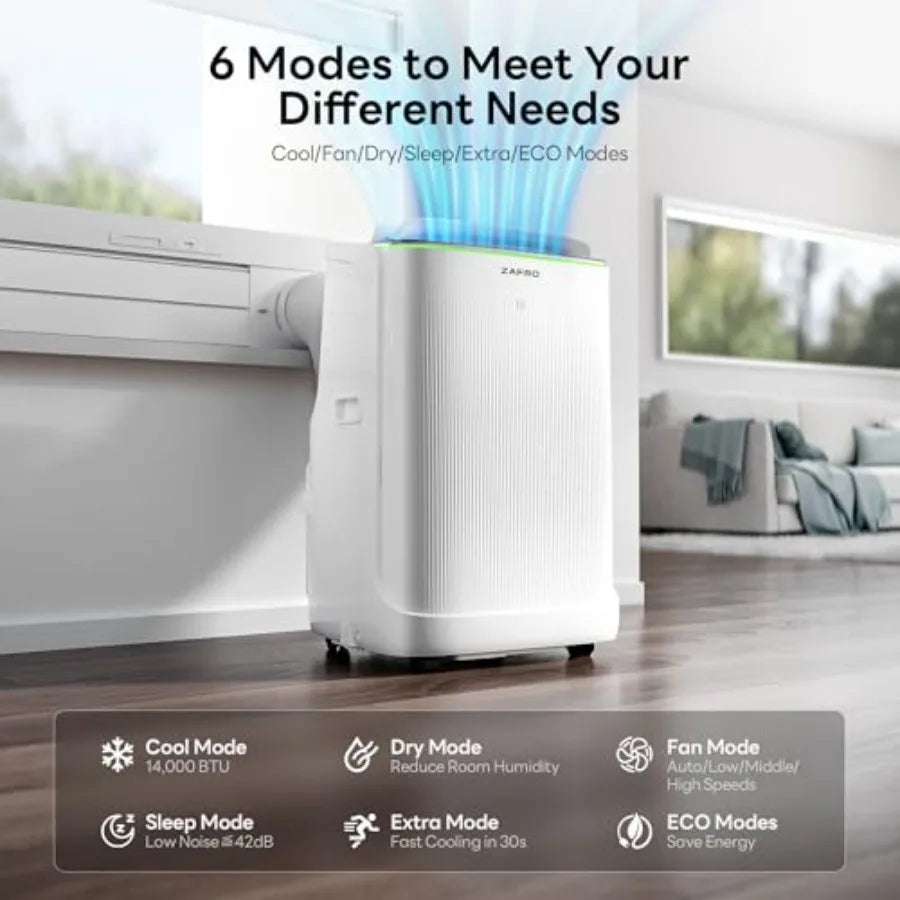 Smart Inverter Portable Air Conditioners 14000 BTU 10000 BTU SACC Dual Hose Portable AC Unit with Energy Saving/Ultra Quiet(42d