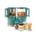 Baby food maker for home use, stainless steel and BPA-free plastic, white and grey, eco-friendly non-toxic steamer blender with