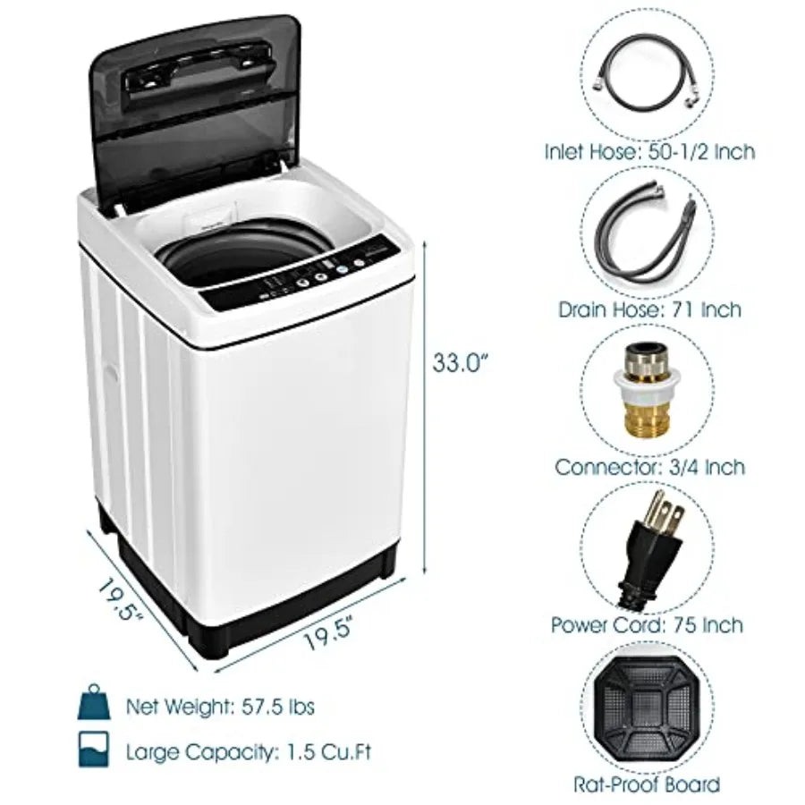 2 in 1 Portable Washing Machine for Apartments, Condos, Dorms, RVs Camping: White Plastic Compact Laundry Washer Spin Dryer, 1.