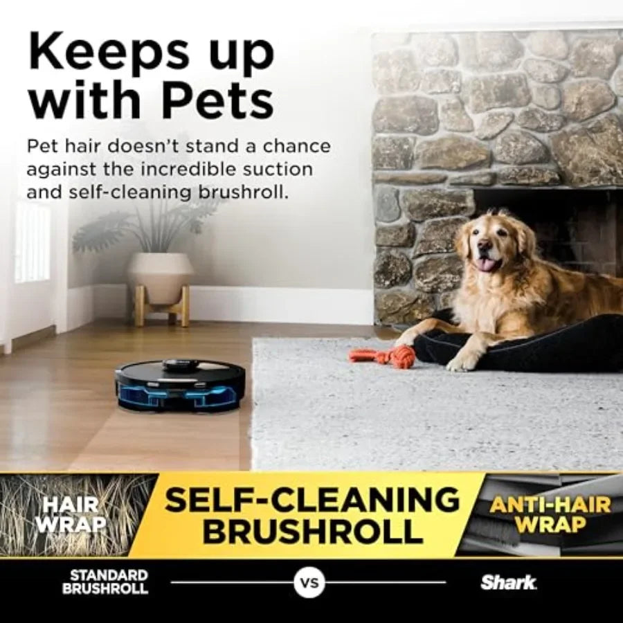 Robot vacuum mop for home use, ABS plastic, black, sonic mopping + self-emptying base + pet hair removal + multi-floor compatib