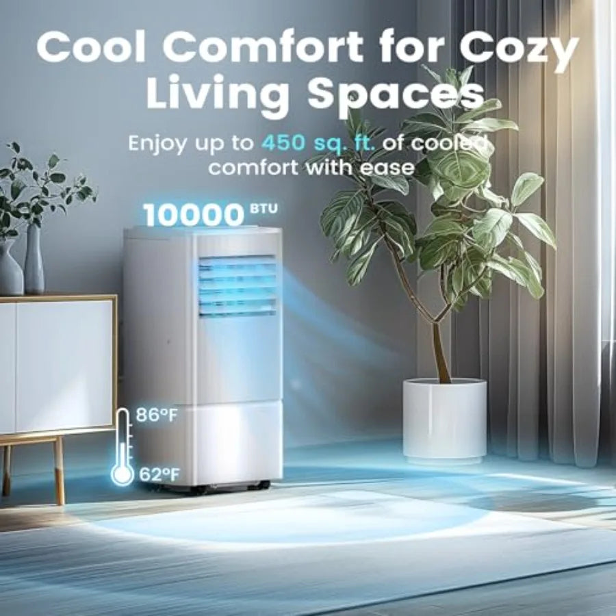 10000 BTU Portable Air Conditioners Air Conditioner Portable for Room Up to 450 Sq.Ft Remote Control Sleep Mode 24H Timer Dehum