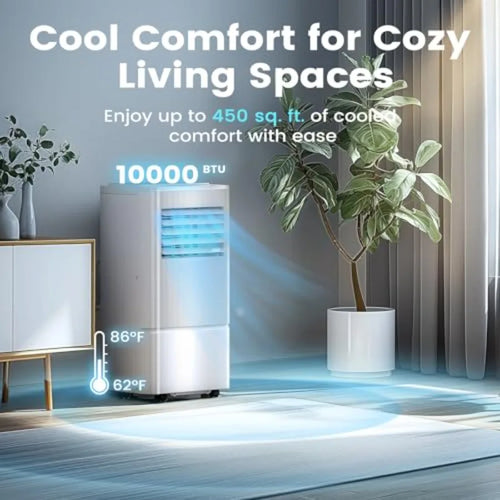 10000 BTU Portable Air Conditioners Air Conditioner Portable for Room Up to 450 Sq.Ft Remote Control Sleep Mode 24H Timer Dehum