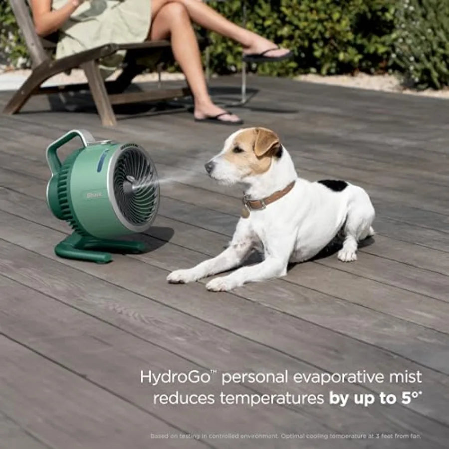 FlexBreeze HydroGo Fan + Car Charger — Ultra-powerful portable fan that mists indoors and outdoors. 5 speeds, 2 bonus modes, an