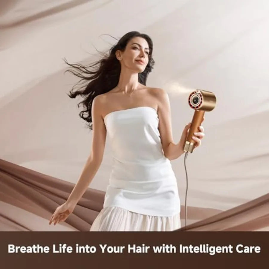 High-Speed Hair Dryer for salon and home use, ceramic-coated, red, 130, 000RPM motor with intelligent heat/airflow control and