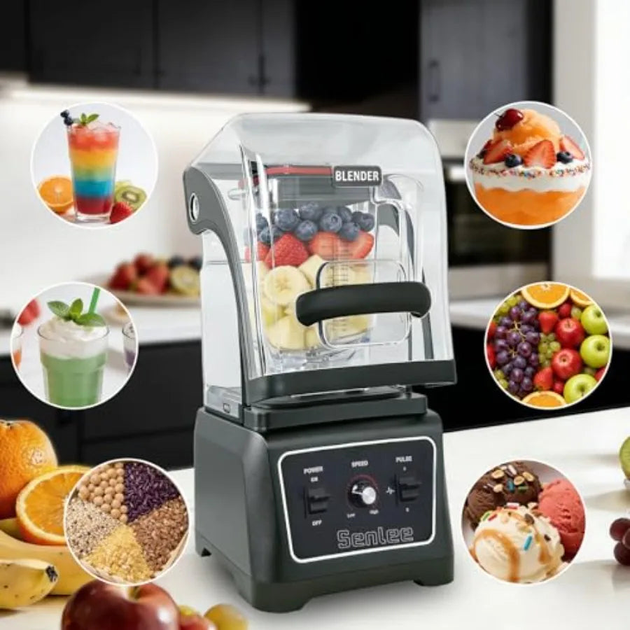 Commercial Blender for Restaurant Kitchen Use: Heavy Duty 2200W, 64oz BPA-Free Jar, Stainless Steel Blade, Quiet Shield, Self-C