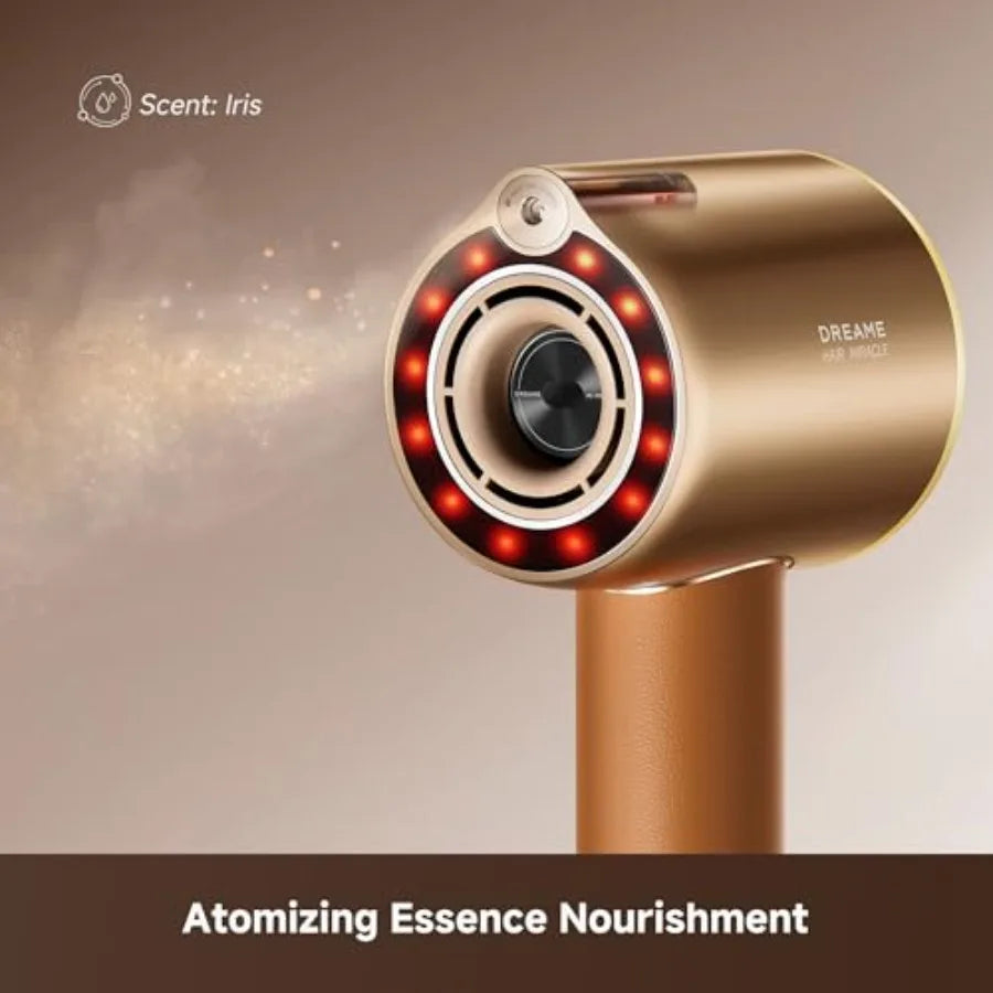 High-Speed Hair Dryer for salon and home use, ceramic-coated, red, 130, 000RPM motor with intelligent heat/airflow control and