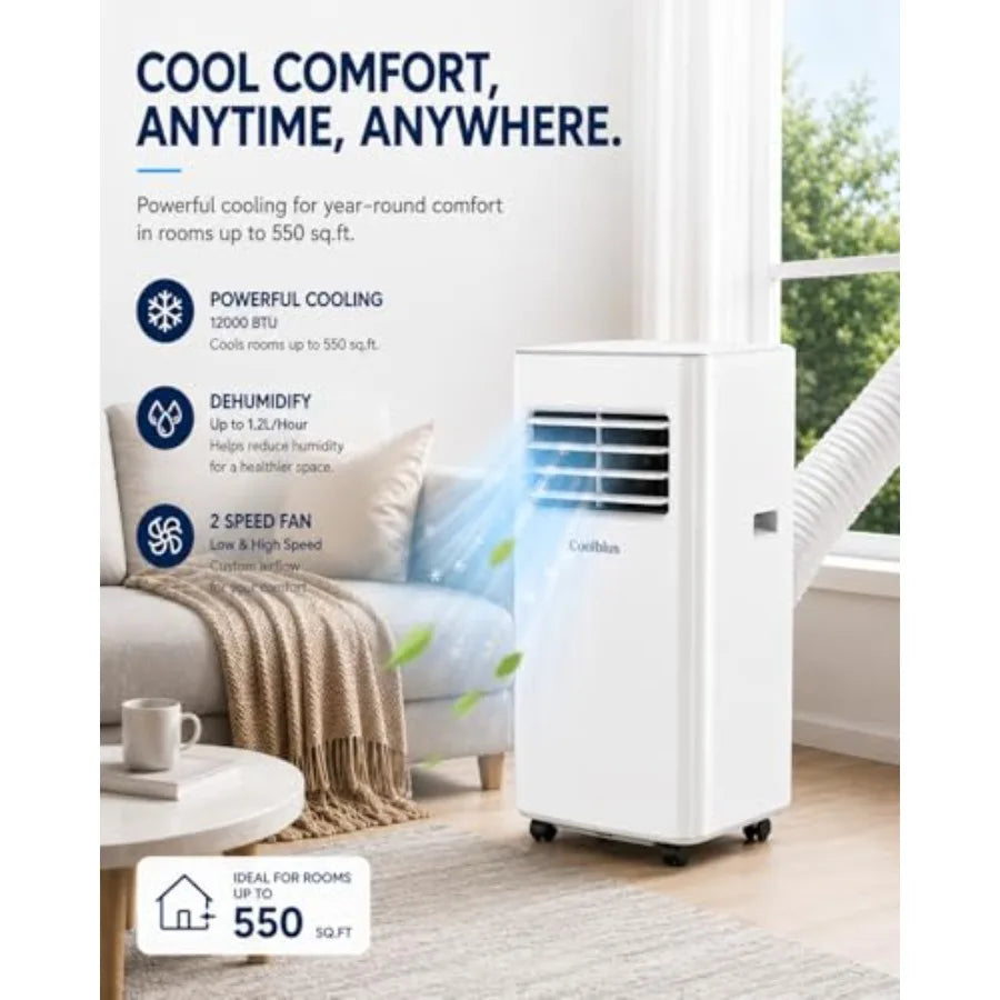 Portable Air Conditioners 3-in-1 AC Unit 12000 BTU Cools Up to 550 Sq.Ft. with Remote Control/Smart Sleep Mode/24Hrs Timer/Wind