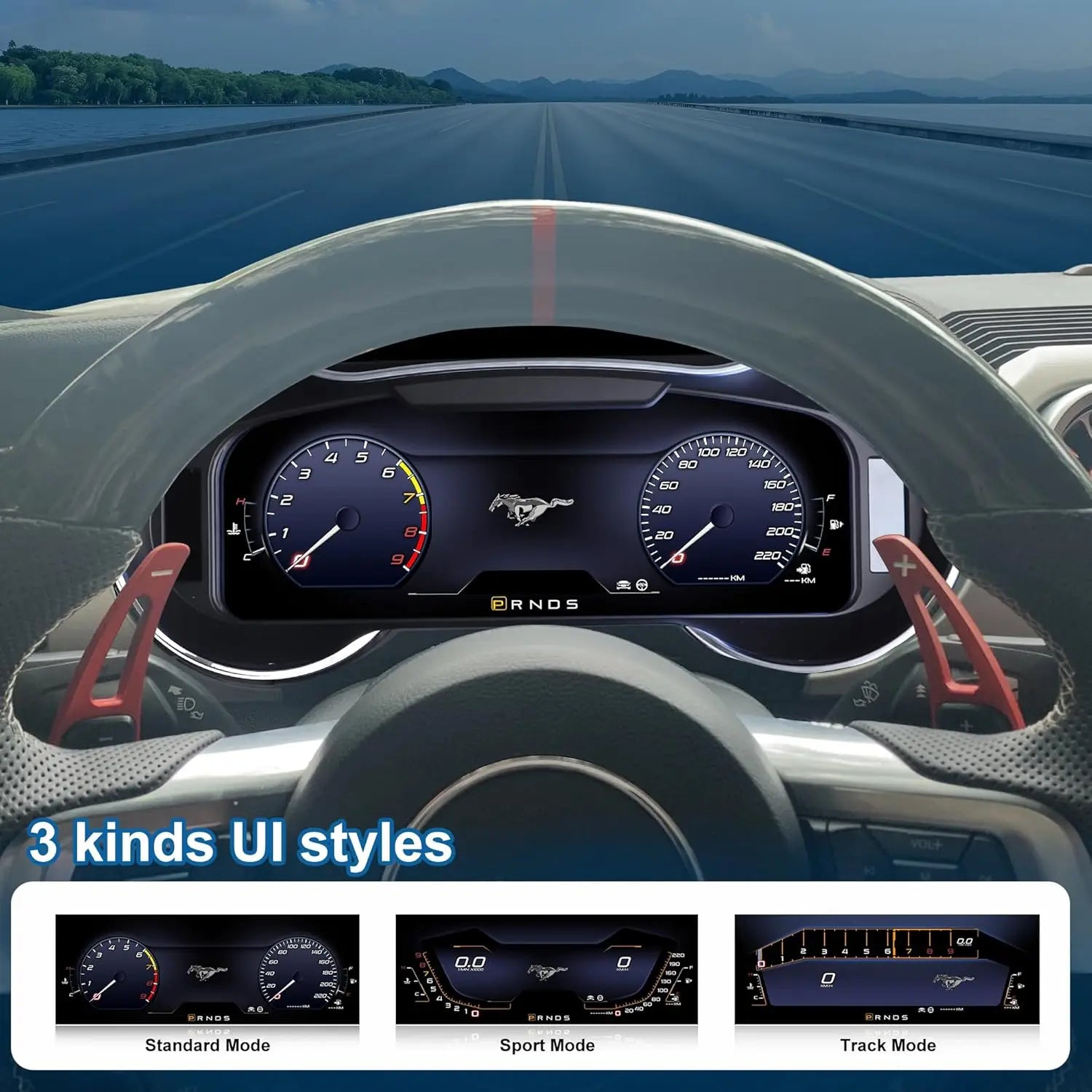 12.3" Digital Dash Instrument Cluster for Ford Mustang 2015-2021 Digital Cluster Instrument Speedometer Replacement Aftermarket Digital Dash Cluster