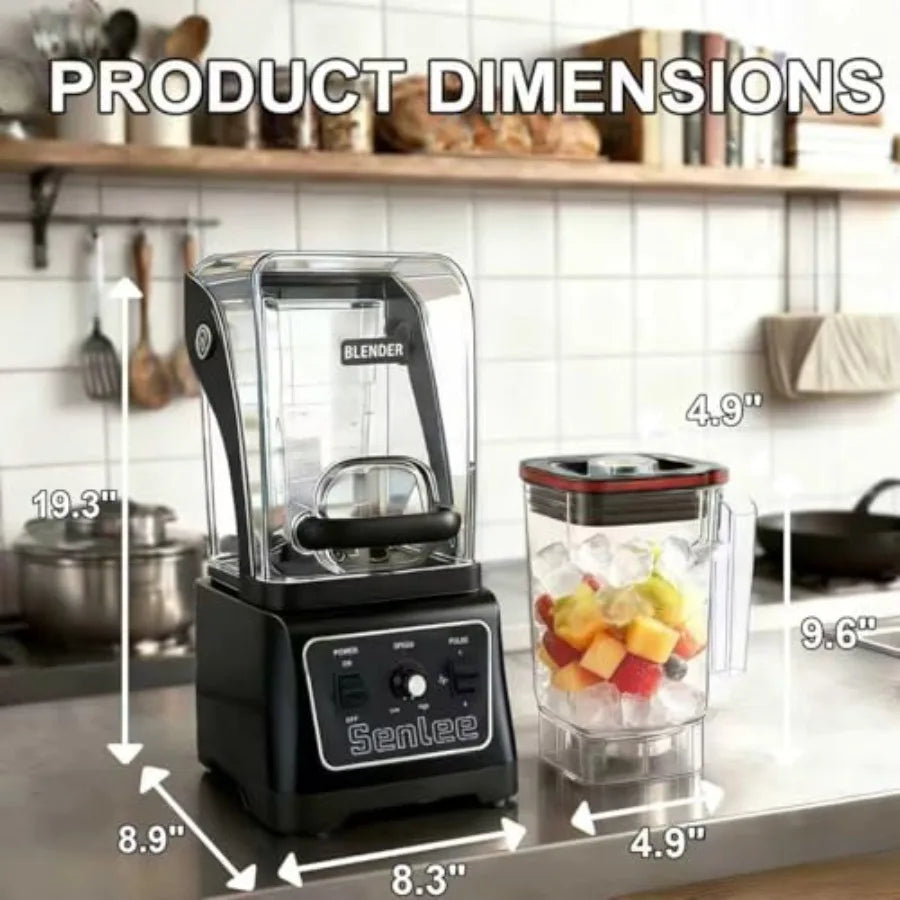 Commercial Blender for Restaurant Kitchen Use: Heavy Duty 2200W, 64oz BPA-Free Jar, Stainless Steel Blade, Quiet Shield, Self-C
