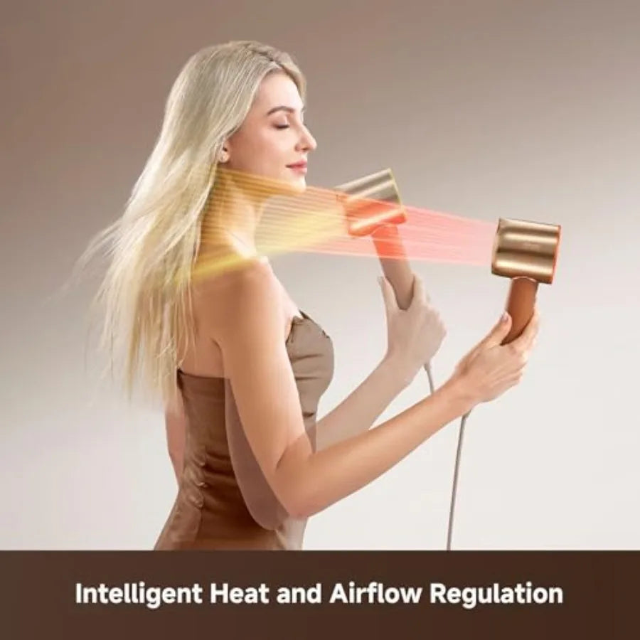 High-Speed Hair Dryer for salon and home use, ceramic-coated, red, 130, 000RPM motor with intelligent heat/airflow control and