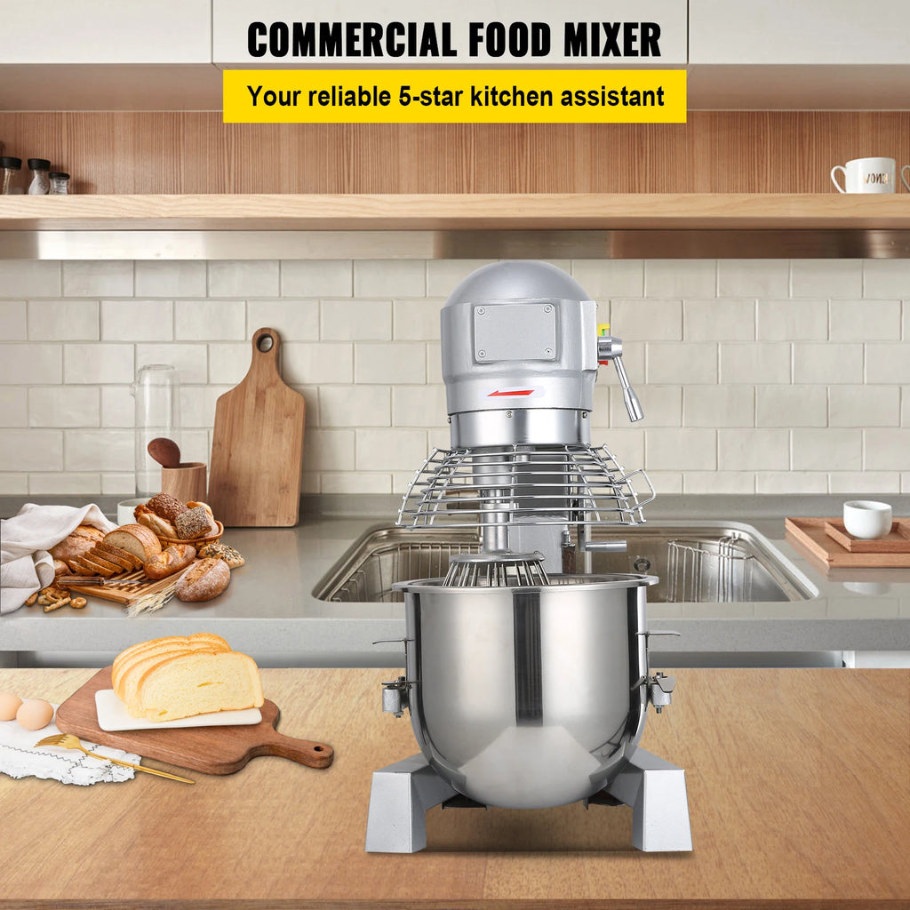 SucceBuy Commercial Food Mixer 10Qt 450W 3 Speeds Adjustable 110/178/390 RPM Heavy Duty Stainless Steel Whisk Beater Premium
