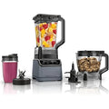Grand Kitchen System 1200W Blender Food Processor Combo for smoothies dough, BPA-free plastic, matte black, Auto-iQ preset prog