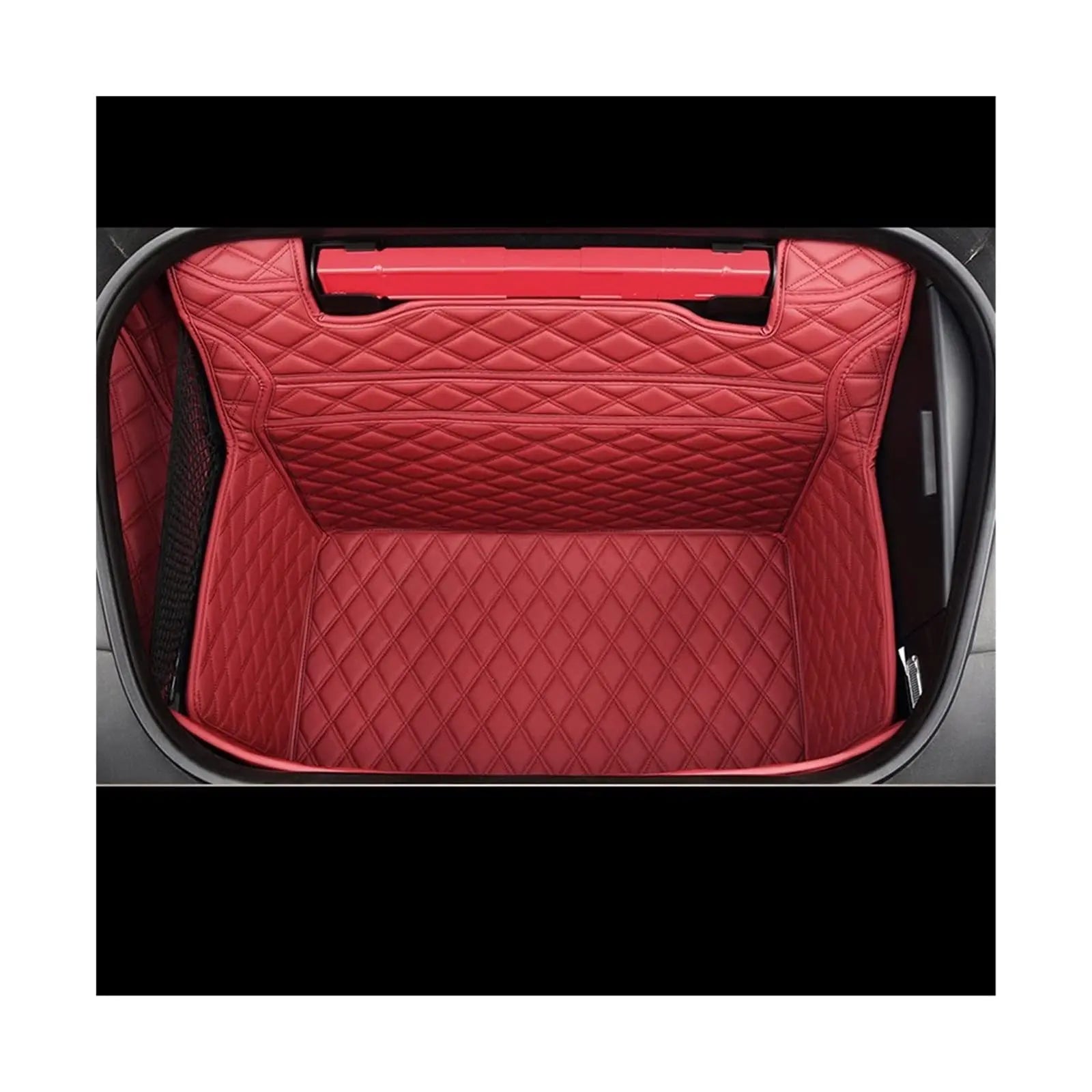 Red Quilted Front Trunk Liner Mat For Car Interior Protection And Storage Organization