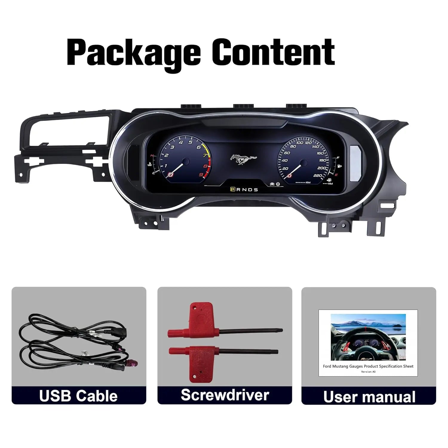 12.3" Digital Dash Instrument Cluster for Ford Mustang 2015-2021 Digital Cluster Instrument Speedometer Replacement Aftermarket Digital Dash Cluster