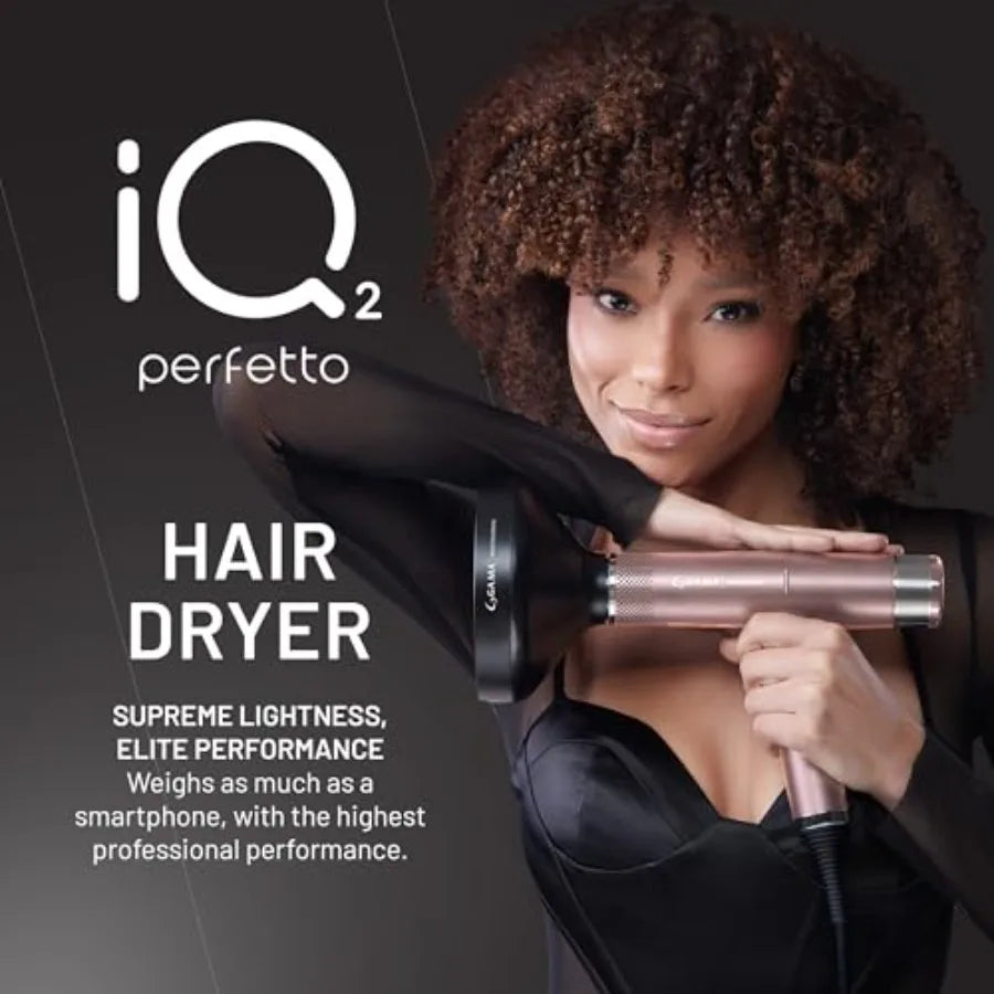 Hair dryer for professional use, rose gold aluminum alloy, intelligent turbo motor 120000 RPM with Oxy Active Technology and au