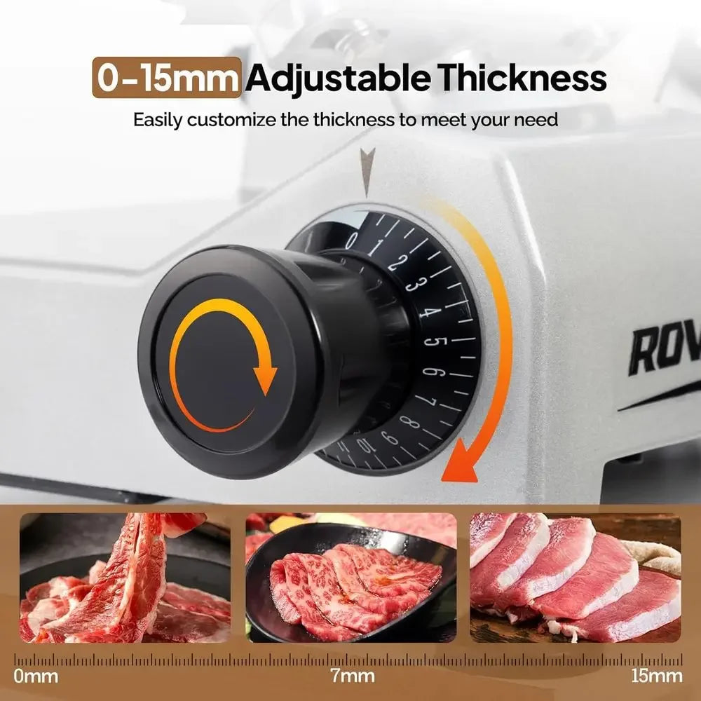 12inch Commercial Meat Slicer, 500W Electric Deli Food Slicer with Premium Chromium-plated Steel Blade, 0-15 mm Adjustable Thick