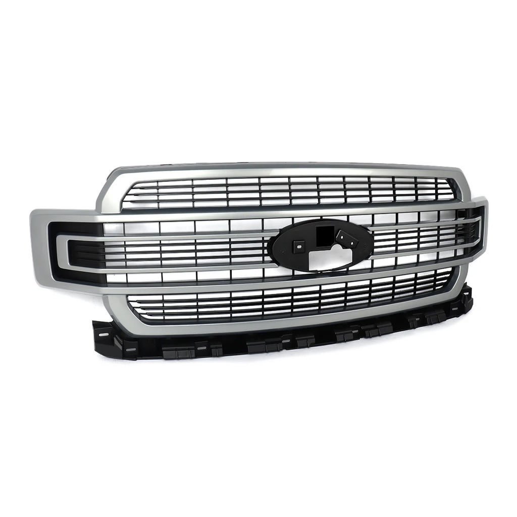 Car Front Bumper Grille Iconic Silver For Ford F150 Limited 2018-20 Front Inlet Grid Radiator Grille Hood Mesh Grid Upper Grills