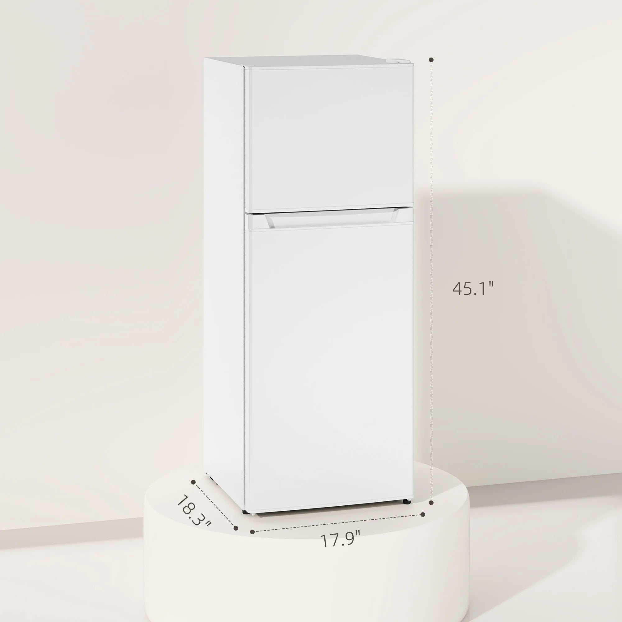 Small Fridge with Freezer, 4 Cu Ft Refrigerator with Reversible Doors, White