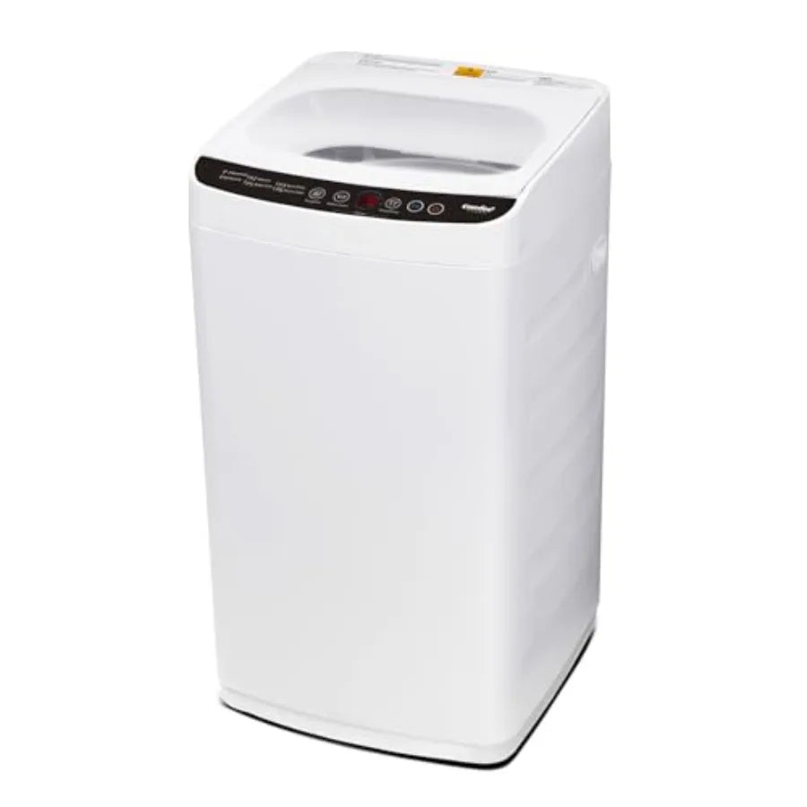 Portable washing machine for small apartments, stainless steel drum, white, compact 0.9 cu.ft full-automatic washer with LED di