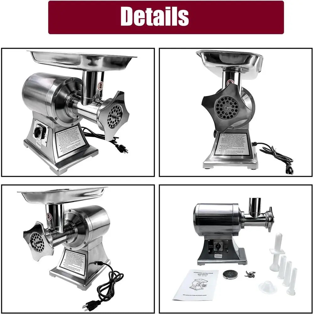 Commercial Meat Grinder,550Lb/H 1100W Heavy Duty Stainless Steel Electric Food Grinder Meat Mincer,Industrial Sausage Stuffer Ma