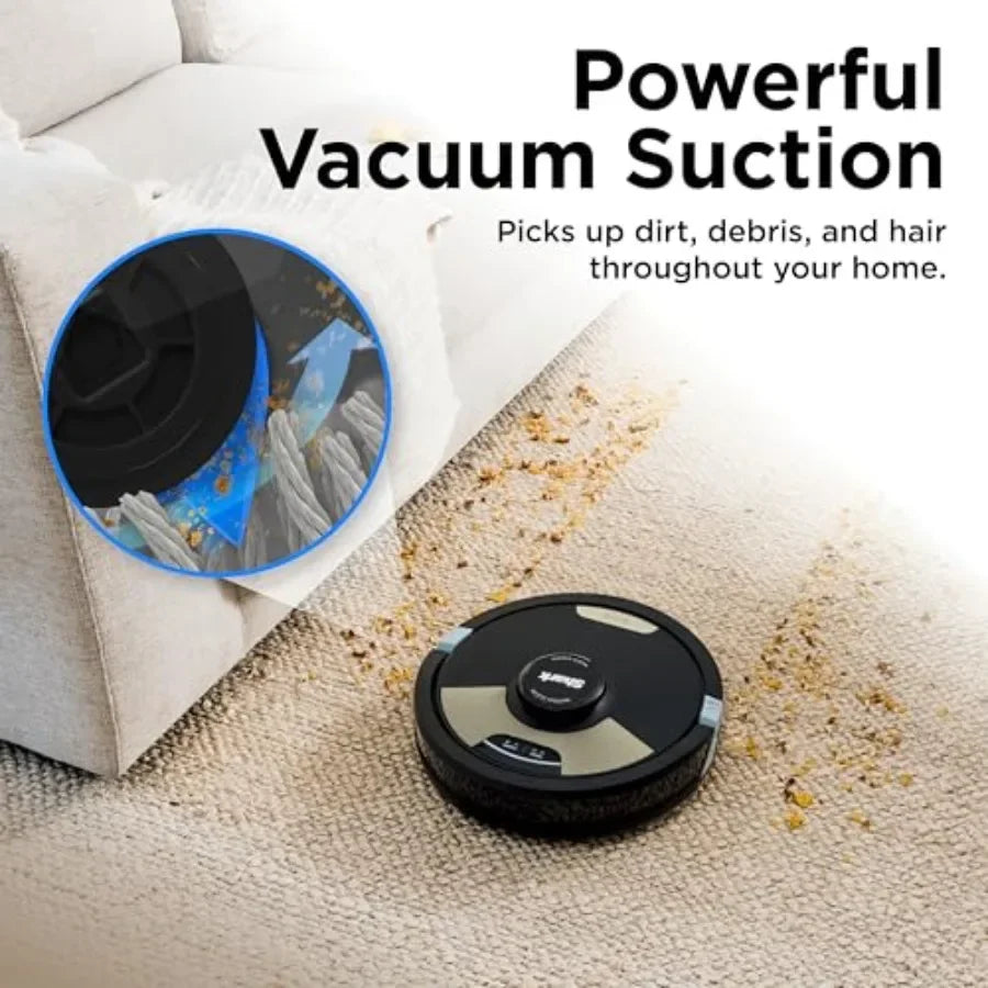 Robot vacuum mop for home use, ABS plastic, black, sonic mopping + self-emptying base + pet hair removal + multi-floor compatib