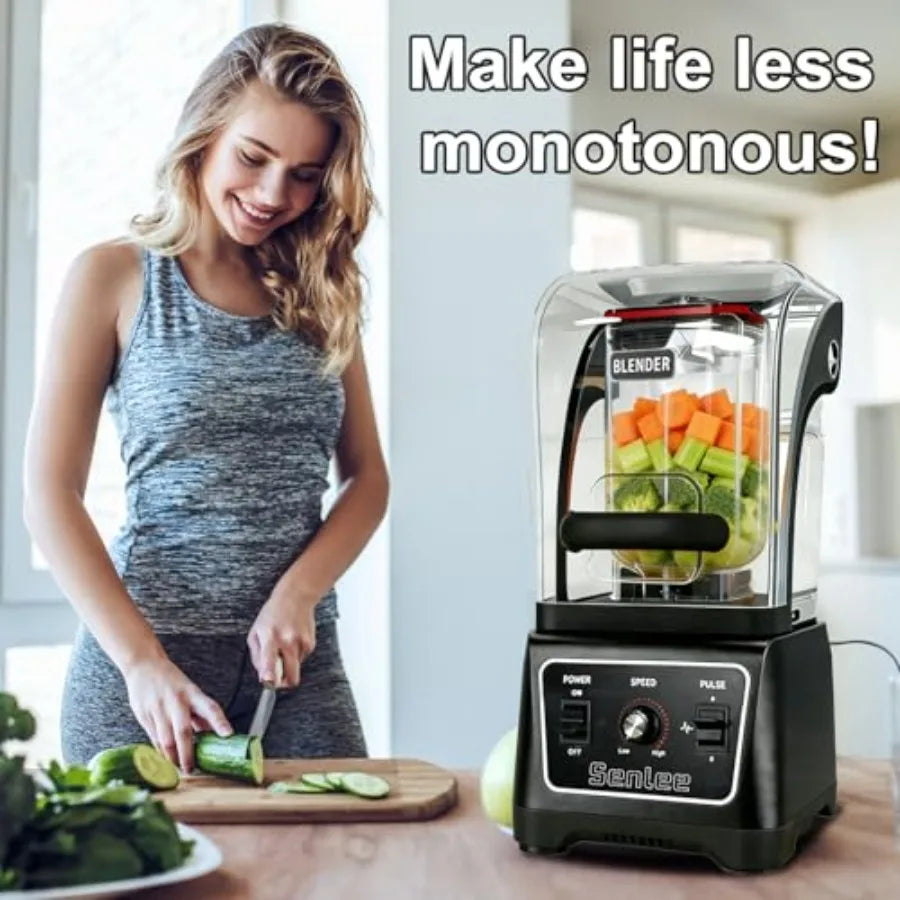Commercial Blender for Restaurant Kitchen Use: Heavy Duty 2200W, 64oz BPA-Free Jar, Stainless Steel Blade, Quiet Shield, Self-C