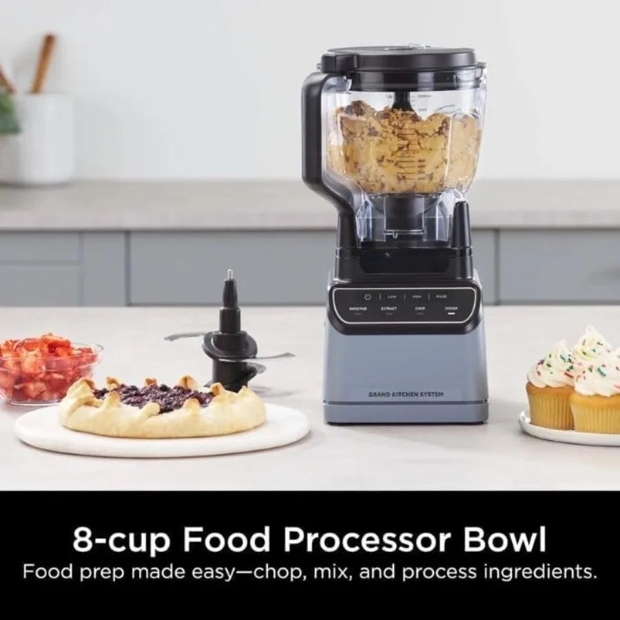 Grand Kitchen System 1200W Blender Food Processor Combo for smoothies dough, BPA-free plastic, matte black, Auto-iQ preset prog