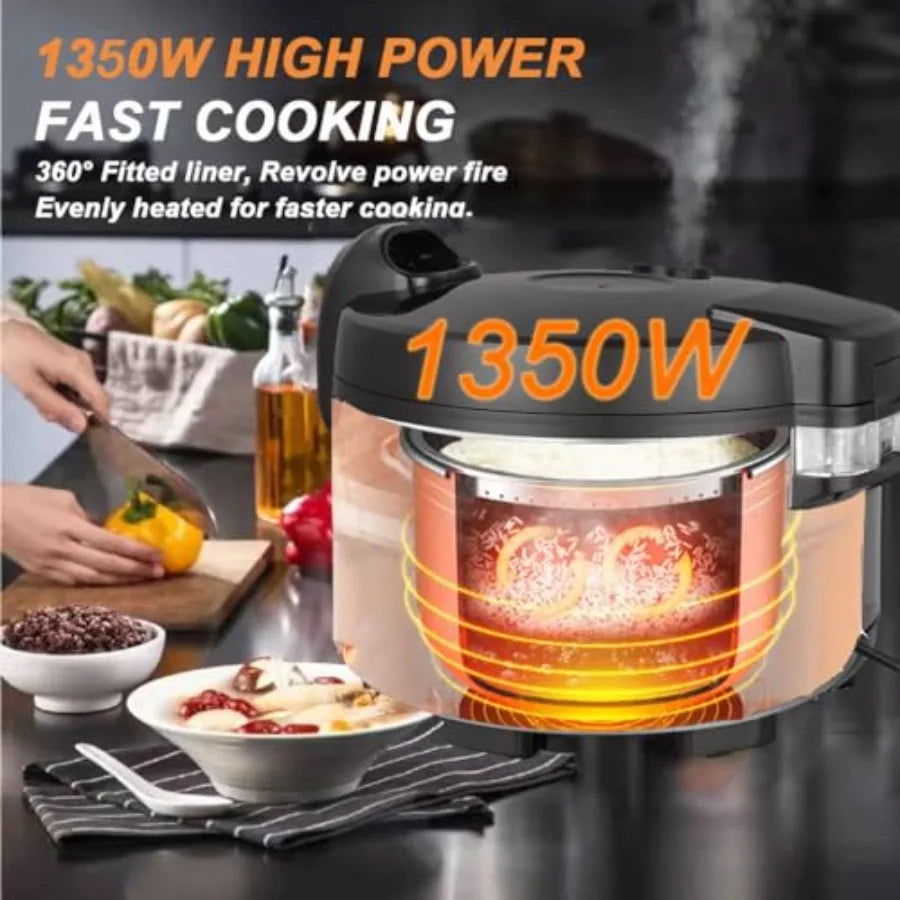 13.8 QT Large Commercial Rice Cooker for 18-28 People with One-Touch Operation 65 Cups Cooked 32 Cups Uncooked Stainless Steel