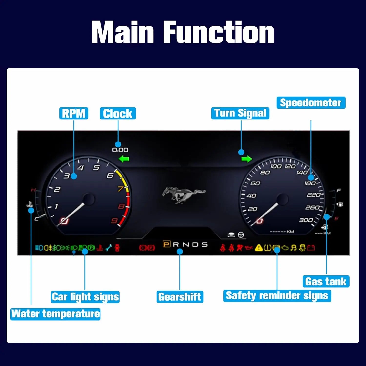 12.3" Digital Dash Instrument Cluster for Ford Mustang 2015-2021 Digital Cluster Instrument Speedometer Replacement Aftermarket Digital Dash Cluster