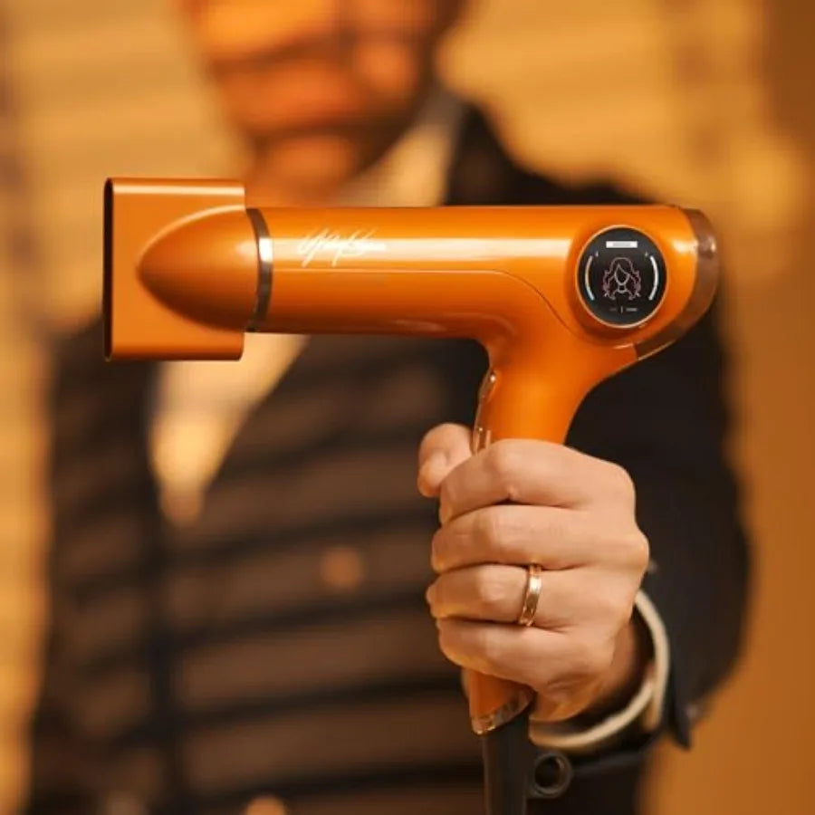 Professional ionic hair dryer for salon use, ceramic-coated, black, Healthy Heat Technology with intelligent temperature contro