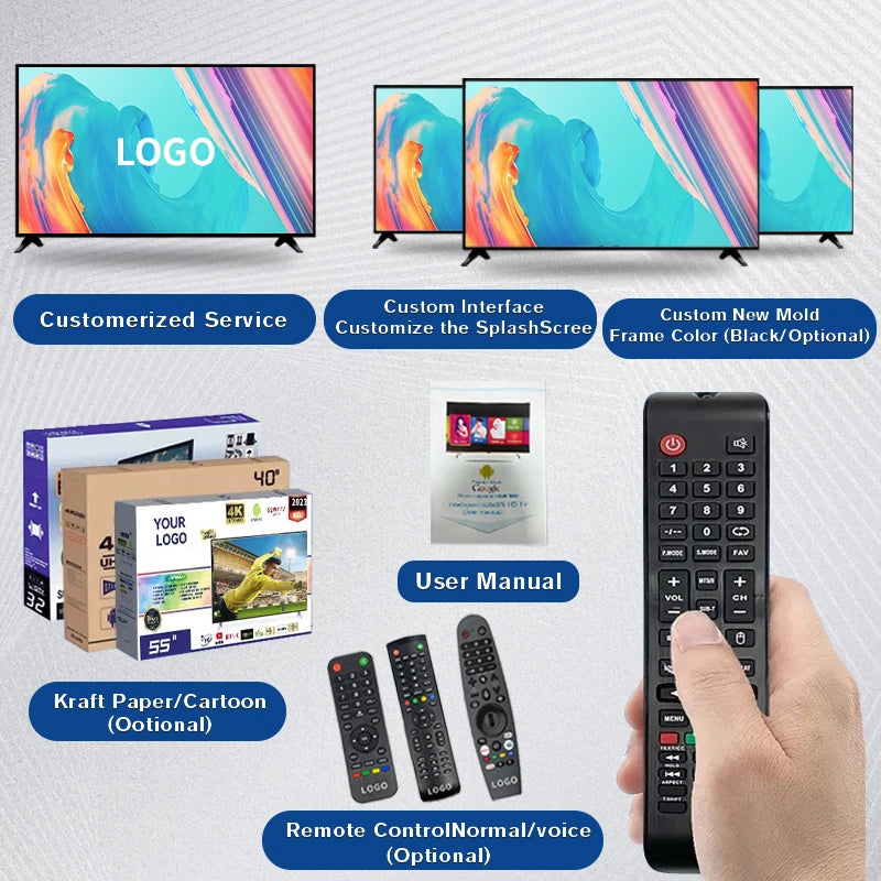 70 Inch 4k Television Android 2k Smart Tv 32 43 50 55 60 65 75 85 Inch for Cinema Experience