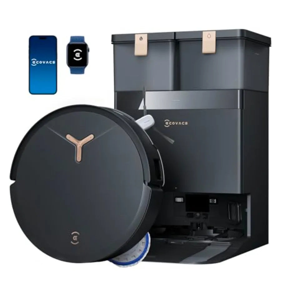 Robot vacuum and mop for home use, ABS plastic, black, 18500Pa suction with auto-lift mop, zero-tangle brushes, AIVI 3.0 obstac