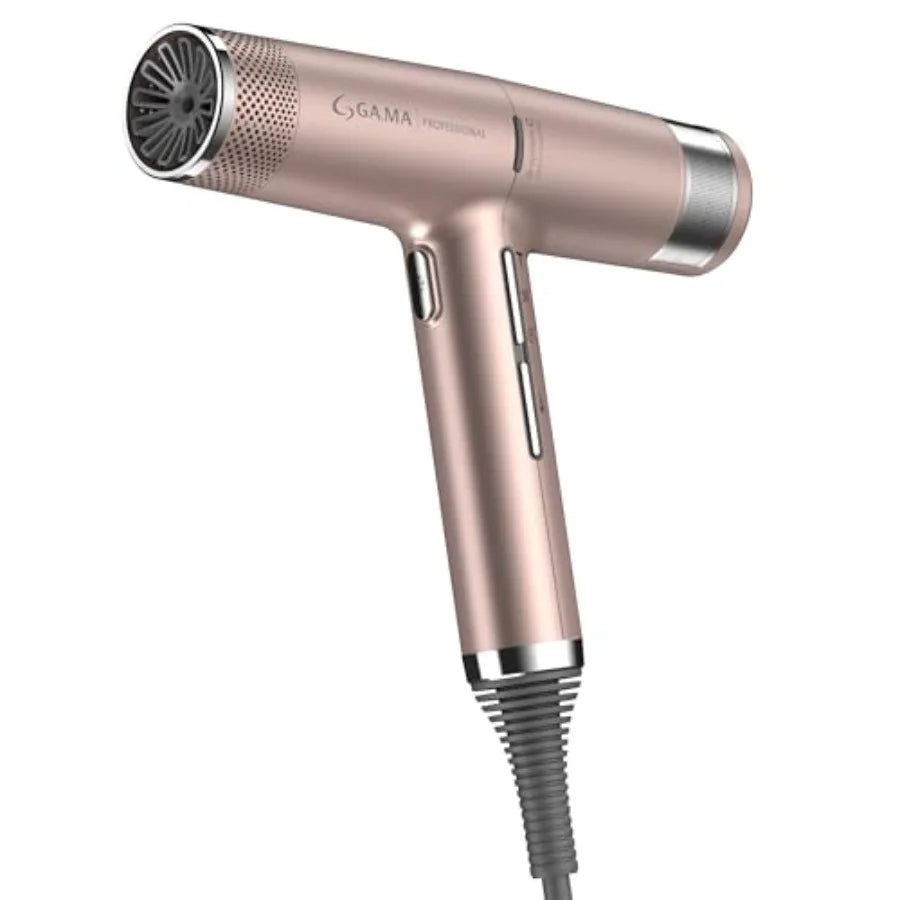 Hair dryer for professional use, rose gold aluminum alloy, intelligent turbo motor 120000 RPM with Oxy Active Technology and au