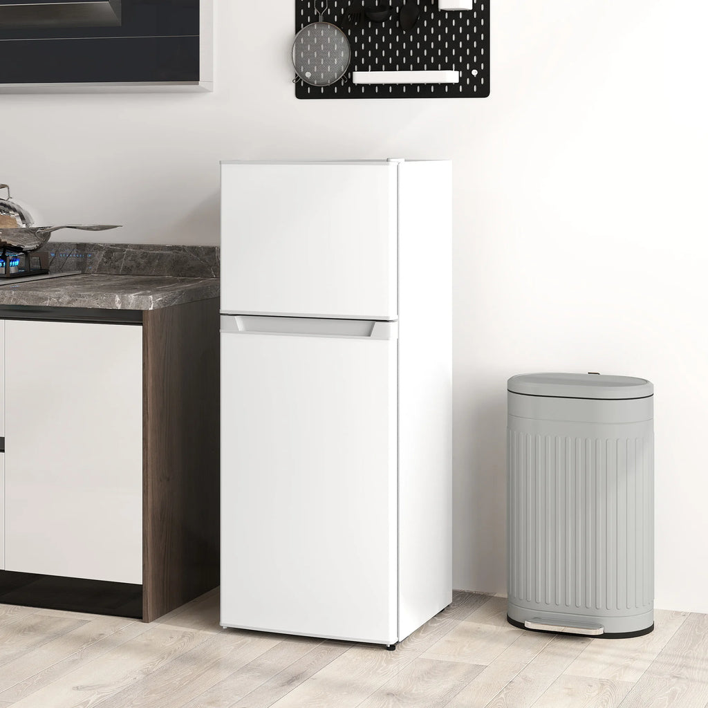 Small Fridge with Freezer, 4 Cu Ft Refrigerator with Reversible Doors, White