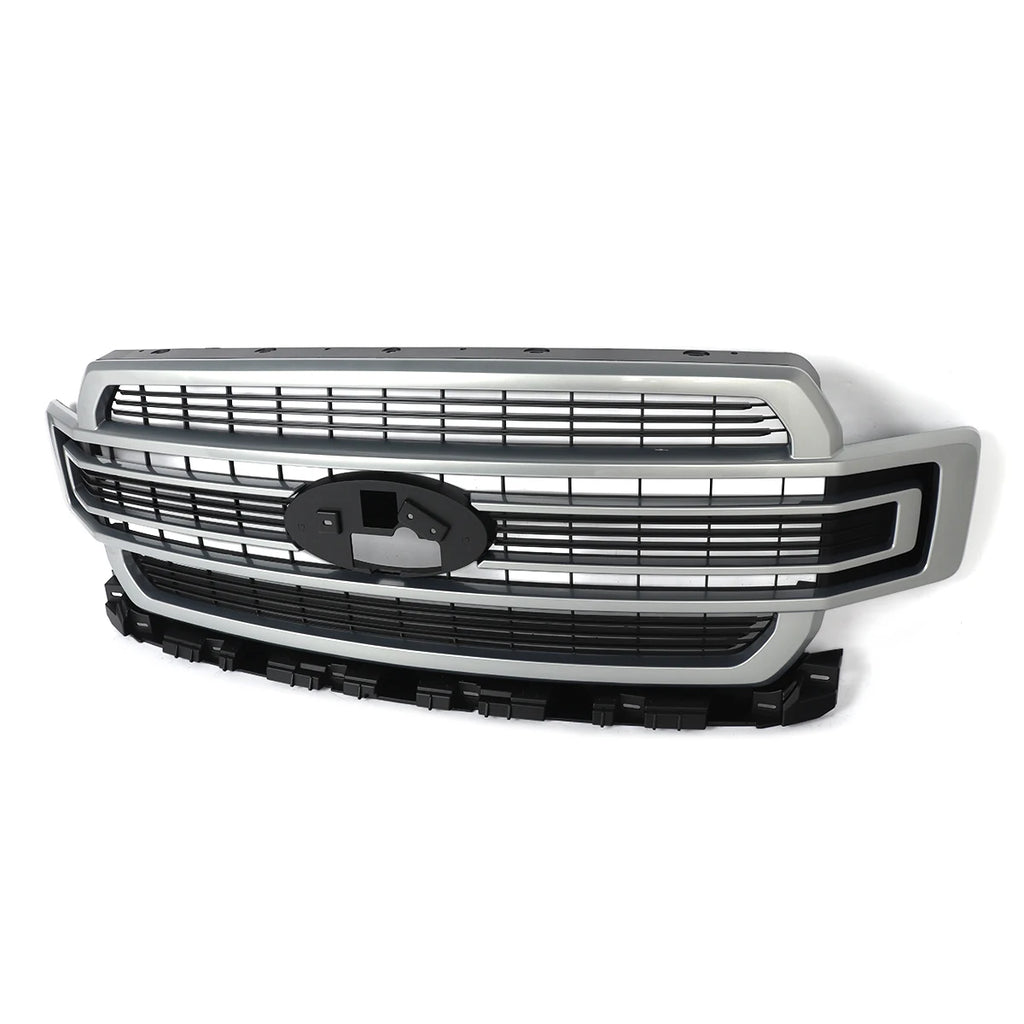 Car Front Bumper Grille Iconic Silver For Ford F150 Limited 2018-20 Front Inlet Grid Radiator Grille Hood Mesh Grid Upper Grills