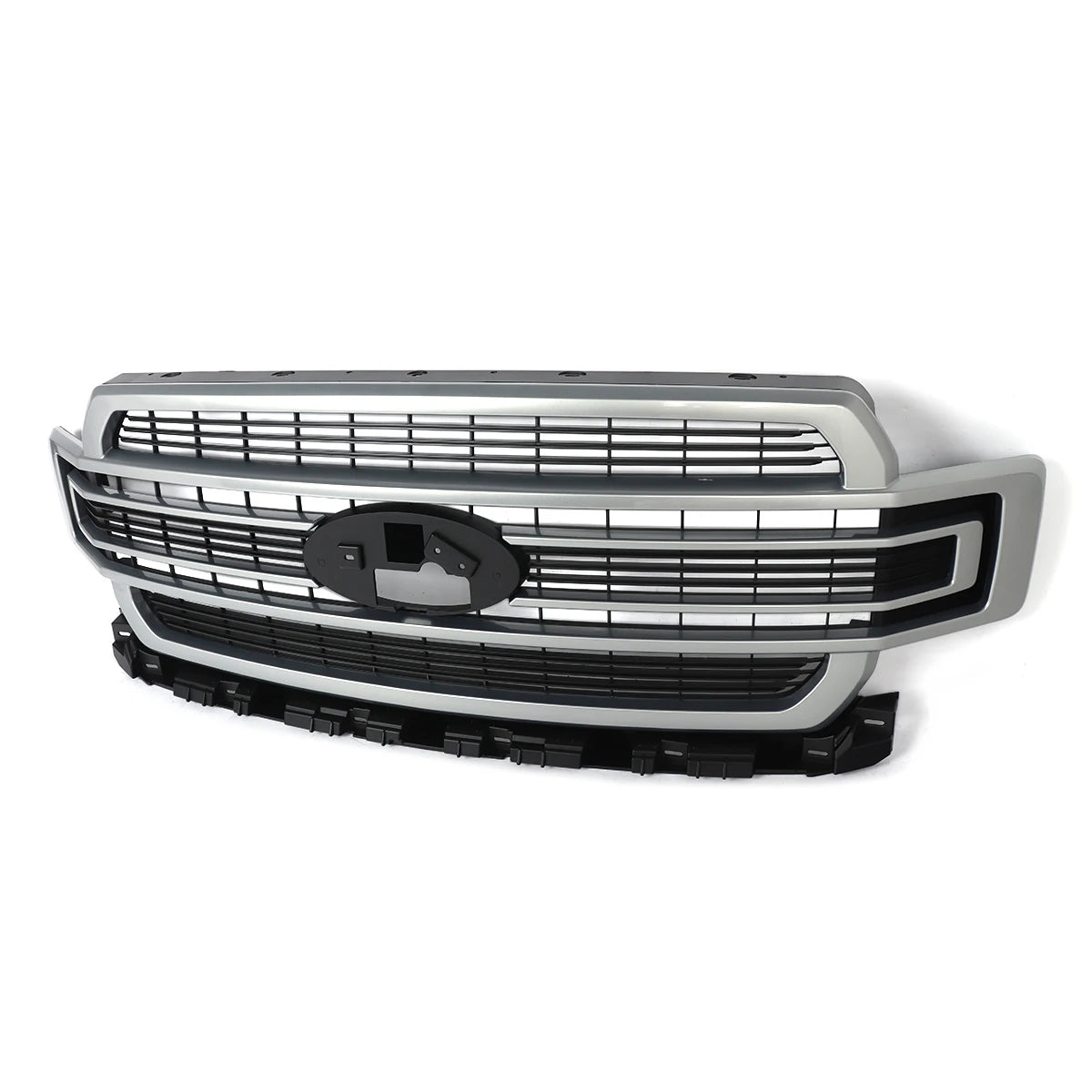 Car Front Bumper Grille Iconic Silver For Ford F150 Limited 2018-20 Front Inlet Grid Radiator Grille Hood Mesh Grid Upper Grills
