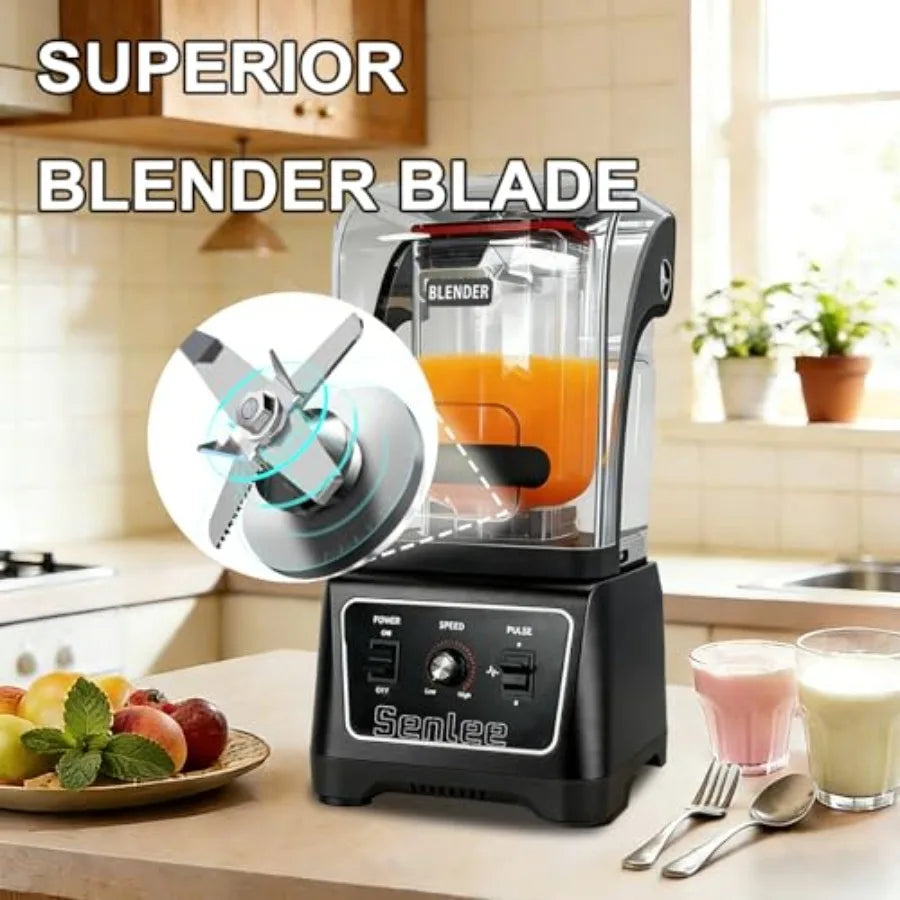 Commercial Blender for Restaurant Kitchen Use: Heavy Duty 2200W, 64oz BPA-Free Jar, Stainless Steel Blade, Quiet Shield, Self-C
