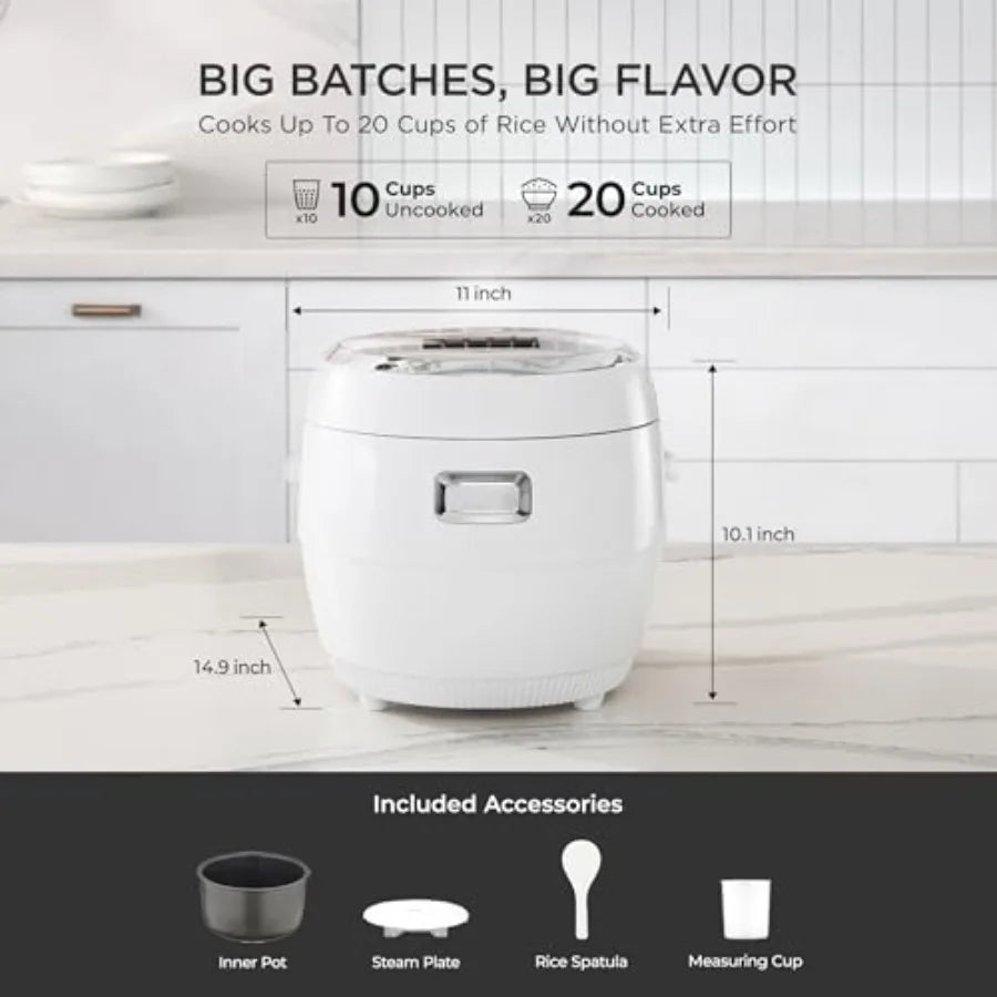 Micom Rice Cooker Uncooked/ 20- Cooked with Nonstick Inner Pot, Large Rice Maker with 16 Menu Options, Fuzzy Logic Technology,