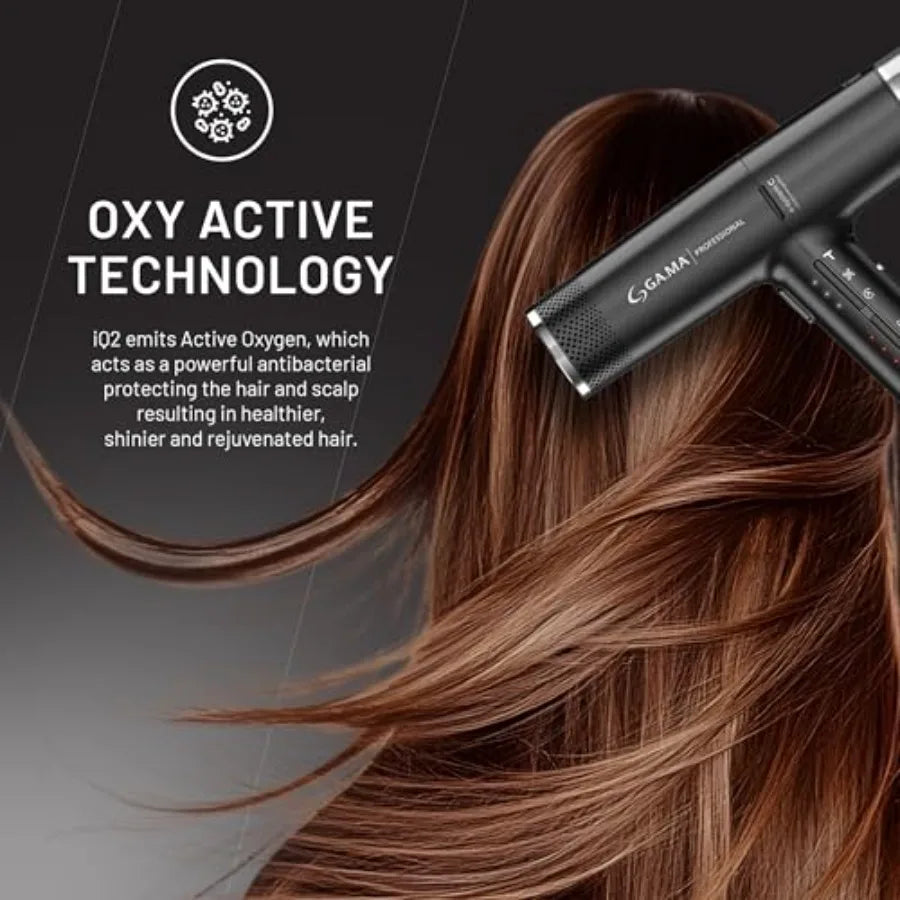 Hair dryer for professional use, ceramic-coated, matte black, 120000 RPM turbo motor with auto-standby and Oxy Active Technolog