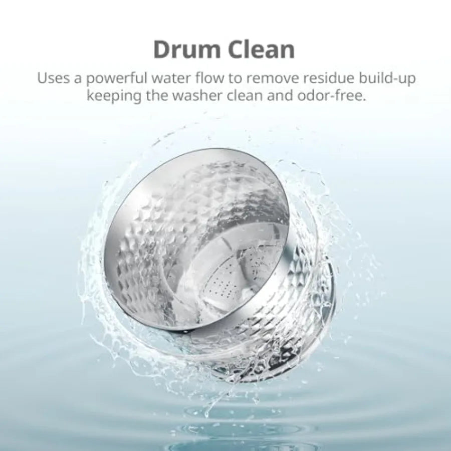 Portable washing machine for small apartments, stainless steel drum, white, compact 0.9 cu.ft full-automatic washer with LED di