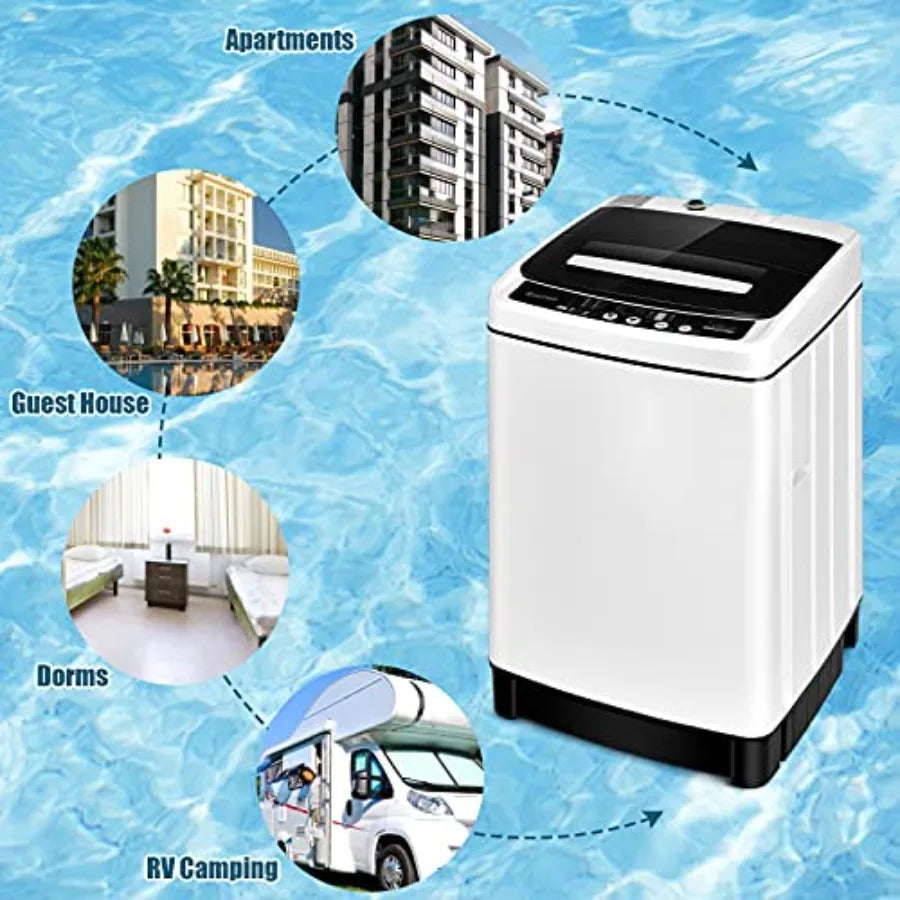 2 in 1 Portable Washing Machine for Apartments, Condos, Dorms, RVs Camping: White Plastic Compact Laundry Washer Spin Dryer, 1.