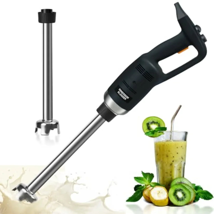 Commercial and home kitchen electric immersion blender, stainless steel food-grade shaft, 20-inch 500W handheld blender with ad