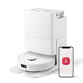 Robot vacuum and mop for home use, ABS plastic, black, FlexiArm edge mopping, dynamic hot water wash, auto drying, intelligent