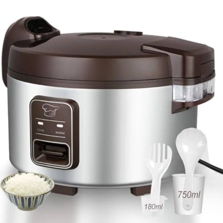13.8 QT Large Commercial Rice Cooker for 18-28 People with One-Touch Operation 65 Cups Cooked 32 Cups Uncooked Stainless Steel