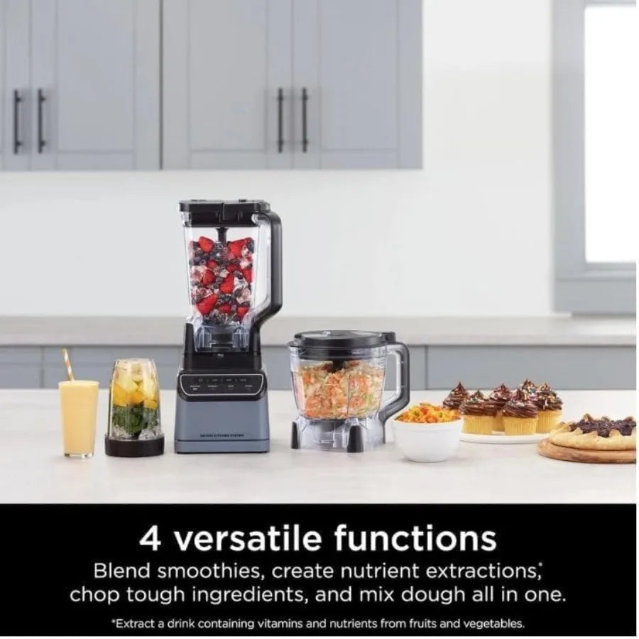 Grand Kitchen System 1200W Blender Food Processor Combo for smoothies dough, BPA-free plastic, matte black, Auto-iQ preset prog