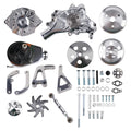 Engine Drive System Kit for Long Water Pump Applications 1958-1995 Chrome Engine Drive Pulley Set Power Steering Alternator