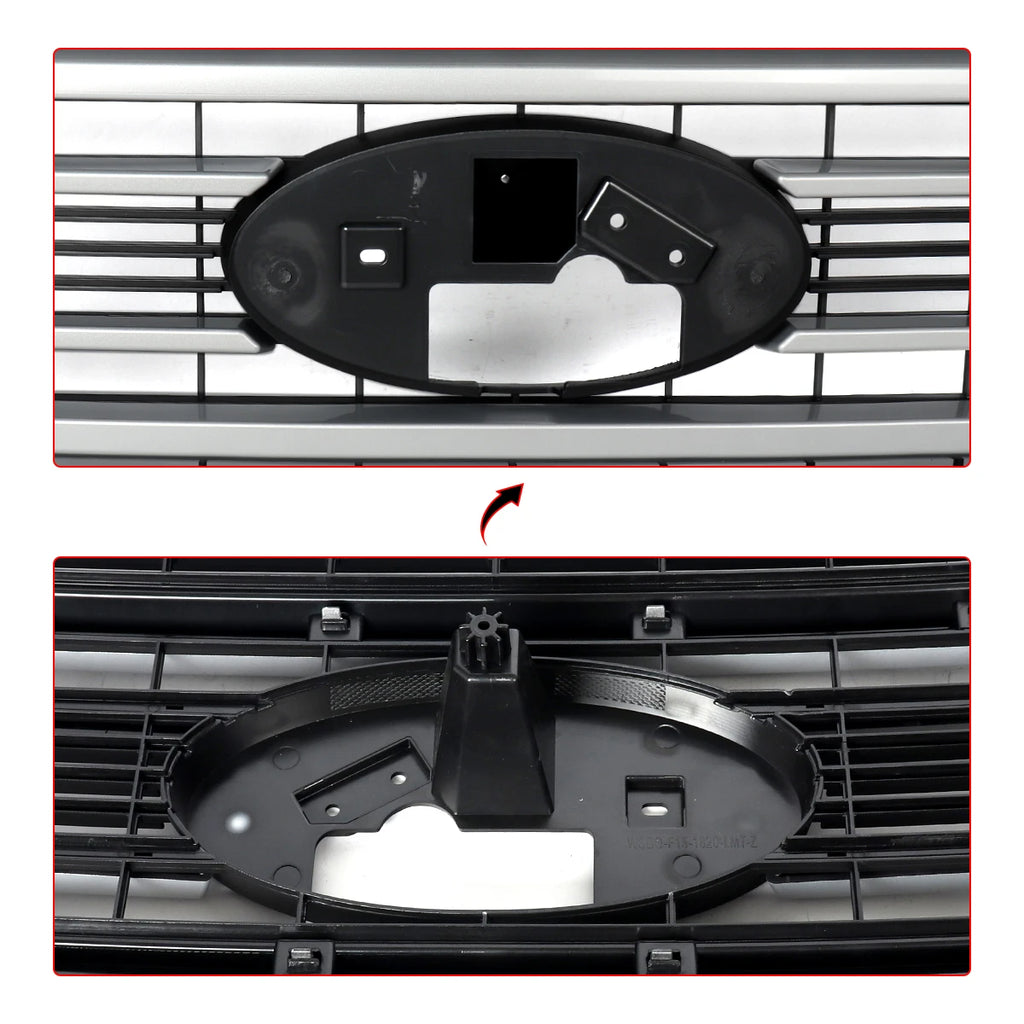 Car Front Bumper Grille Iconic Silver For Ford F150 Limited 2018-20 Front Inlet Grid Radiator Grille Hood Mesh Grid Upper Grills