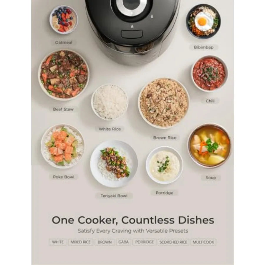 10-Cup Uncooked 20-Cup Cooked High Pressure Rice Cooker with Nonstick Inner Pot Black 13 Menu Options Fuzzy Logic Tech Auto Cle