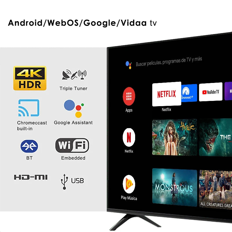 Smart TV  65   Inch 4K UHD1080p LED Display | Wi-Fi, Game Mode, Global DVB-T2 Digital Home CinemaTV Home Hotel